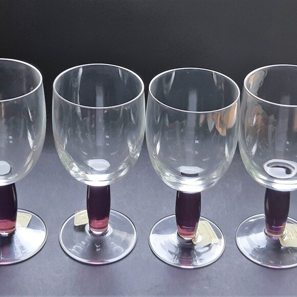 Lenox Crystal Avalon Amethyst Water Wine Goblets Stem Glasses Set of 4 New Cond. - Picture 13 of 15